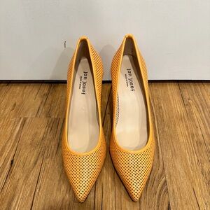 Jon Josef Orange Perforated Leather Pointed-Toe Pumps | Orange Heels